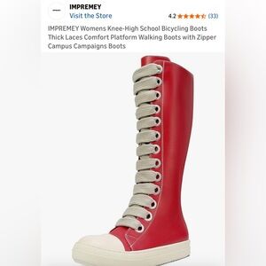 NIB Impremey Campaign Biker Boots,Knee High,Thick Laces,Rubber Sole Size 7.5